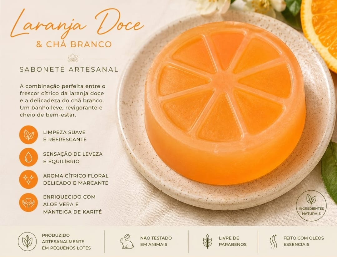 Sabonete artesanal Laranja Doce & Chá Branco - Imagem 5