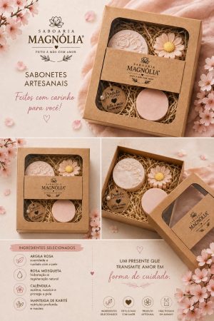 Kit Presente Magnólia - Argila Rosa & Flor de Cerejeira
