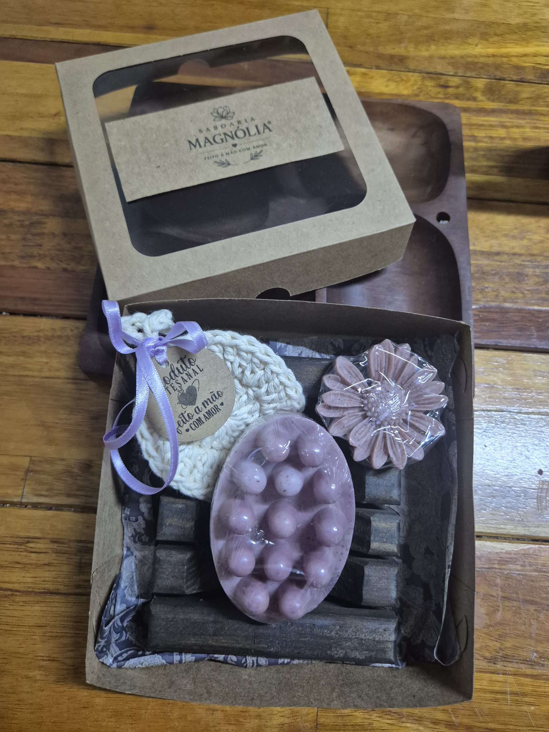 Kit Presente Magnólia - sabonete massageador + ecopad + saboneteira - Imagem 6
