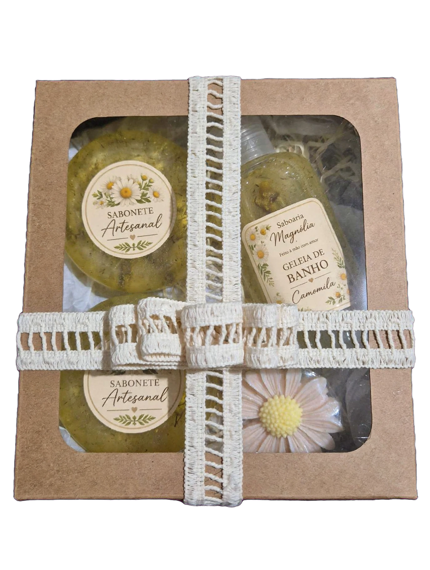 Kit Camomila - Sabonete Artesanal +geleia de banho +flor de brinde - Imagem 2