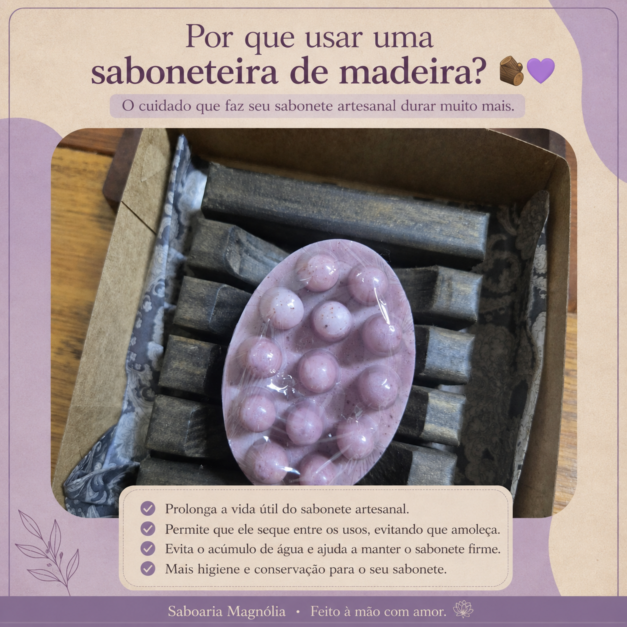 Kit Presente Magnólia - sabonete massageador + ecopad + saboneteira - Imagem 3
